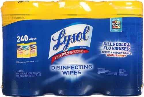 Lysol Disinfecting Wipes, Multi-Surface Cleaner, Lemon, 80 Count (Pack of 6)