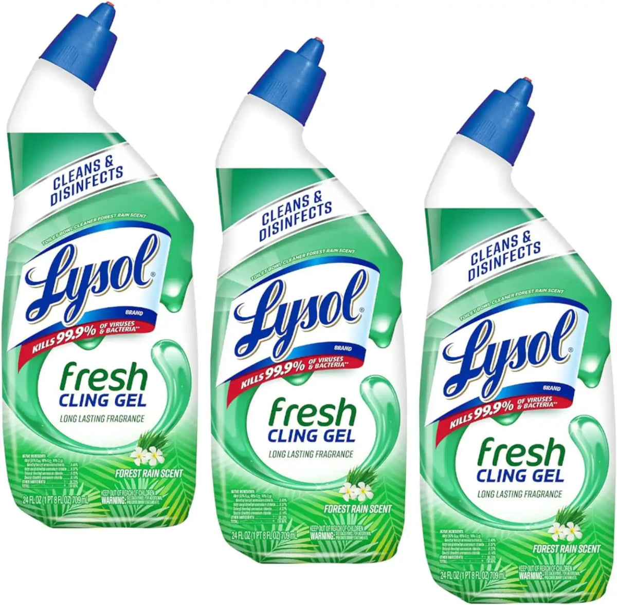Lysol Cling Gel Toilet Bowl Cleaner, Country Scent, 24 Ounce (Pack of 3)