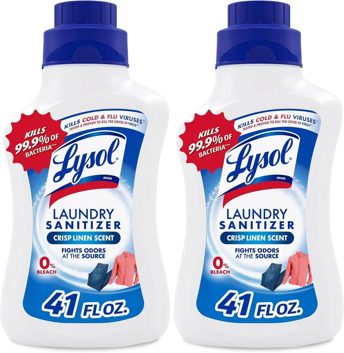 Lysol Laundry Sanitizer Liquid, Detergent Additive, Crisp Linen, 41oz, 2Pk