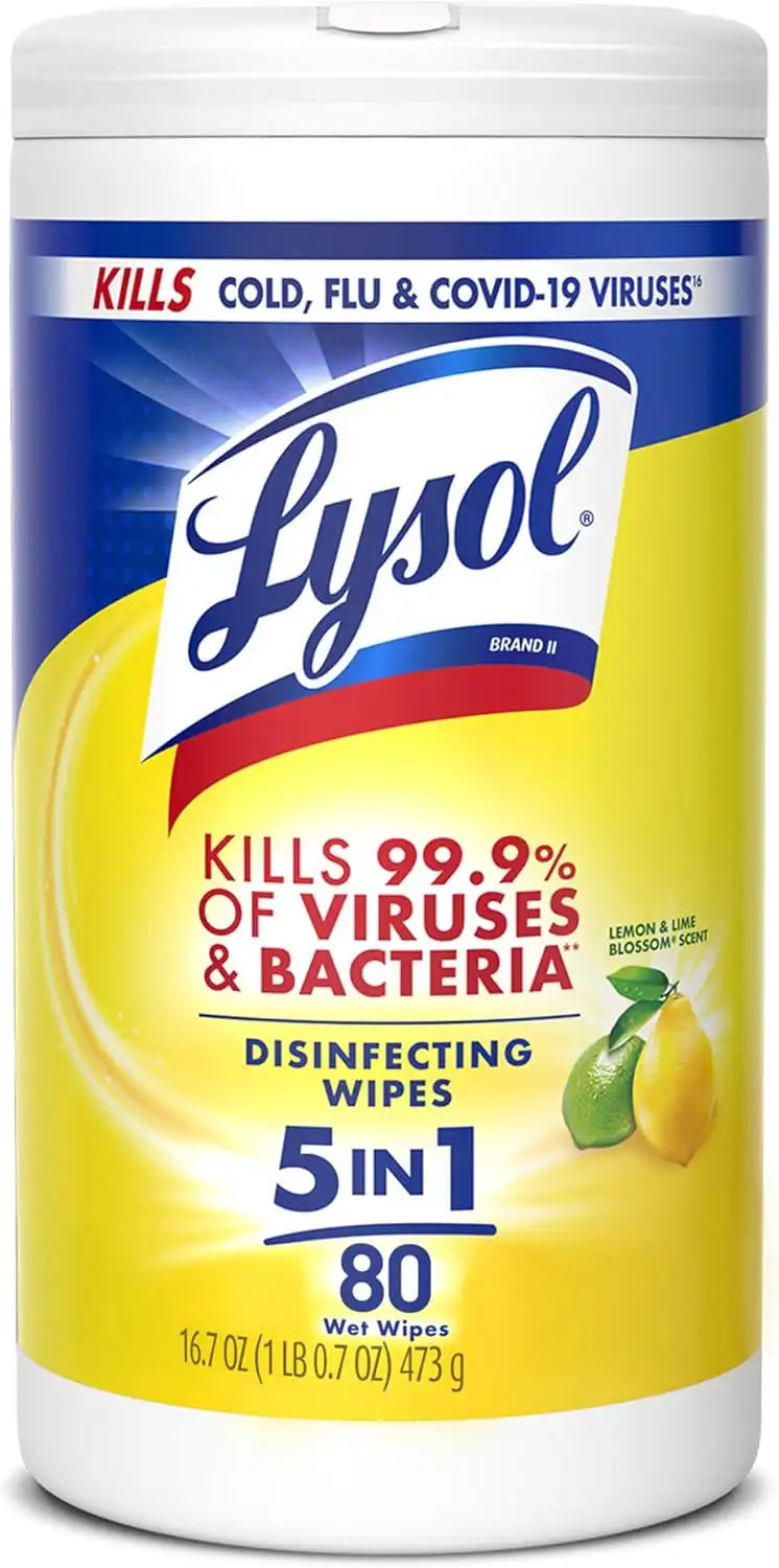 LYSOL Disinfecting Wipes, Multi-Surface Cleaner, Lemon, 80 ct.