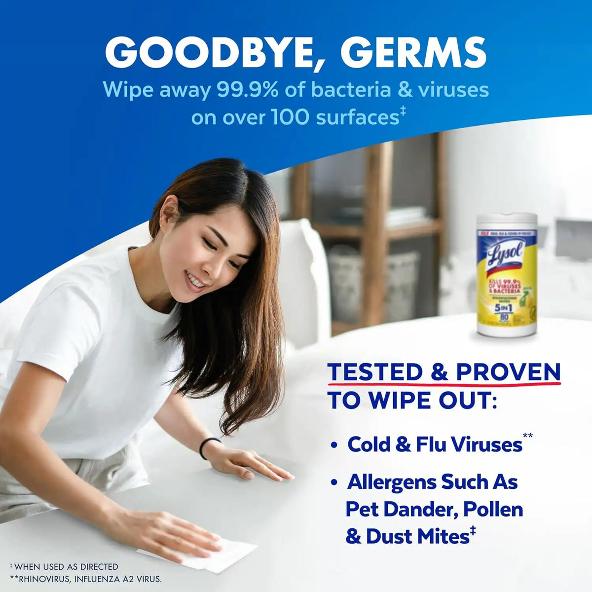 LYSOL Disinfecting Wipes, Multi-Surface Cleaner, Lemon, 80 ct.