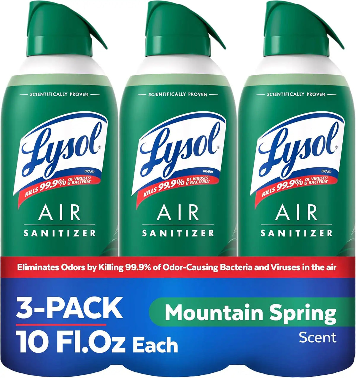 Lysol Air Sanitizer Spray, Air Freshener Alternative, Mountain Spring 3-Pk