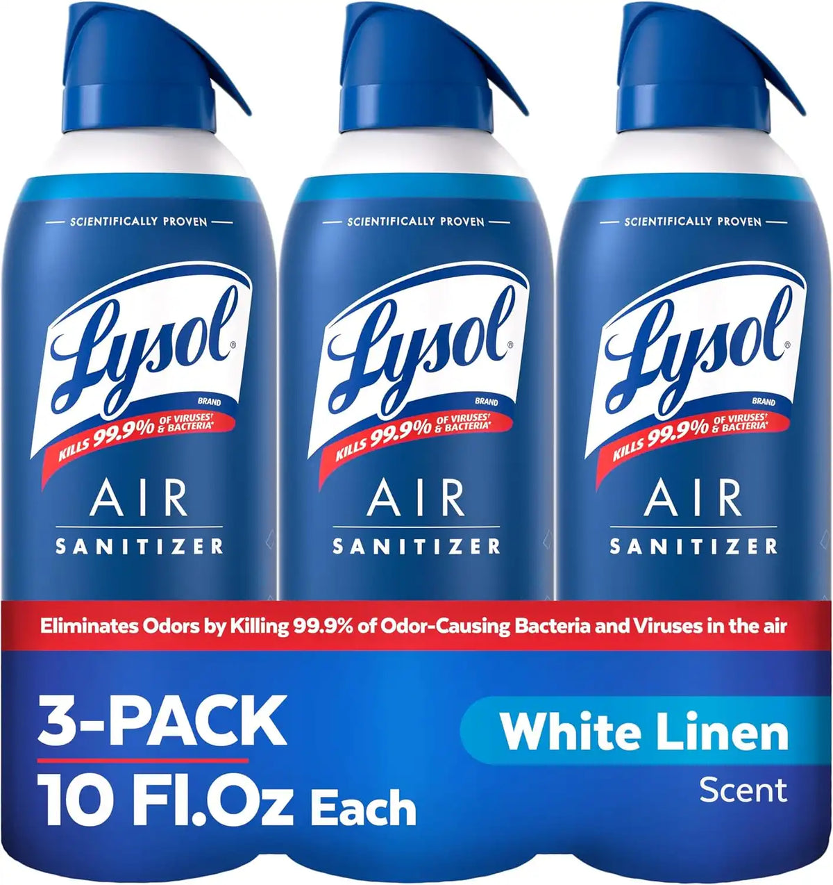 Lysol Air Sanitizer Spray, Air Freshener Alternative, White Linen 3-Pk