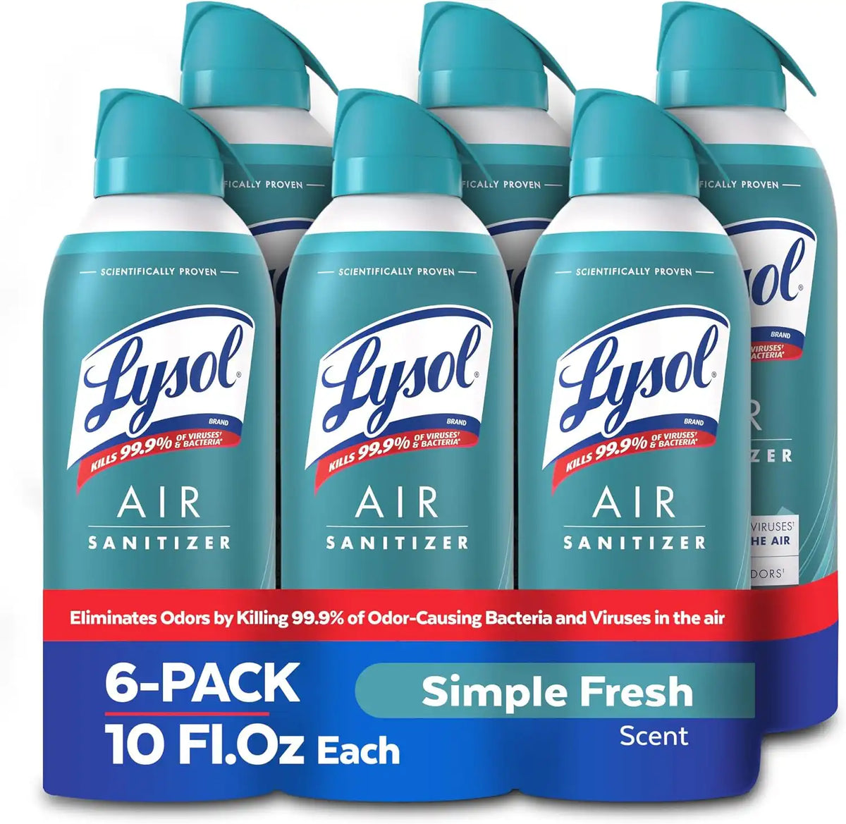 Lysol Air Sanitizer Spray, Air Freshener Alternative, Simple Fresh 6-Pk