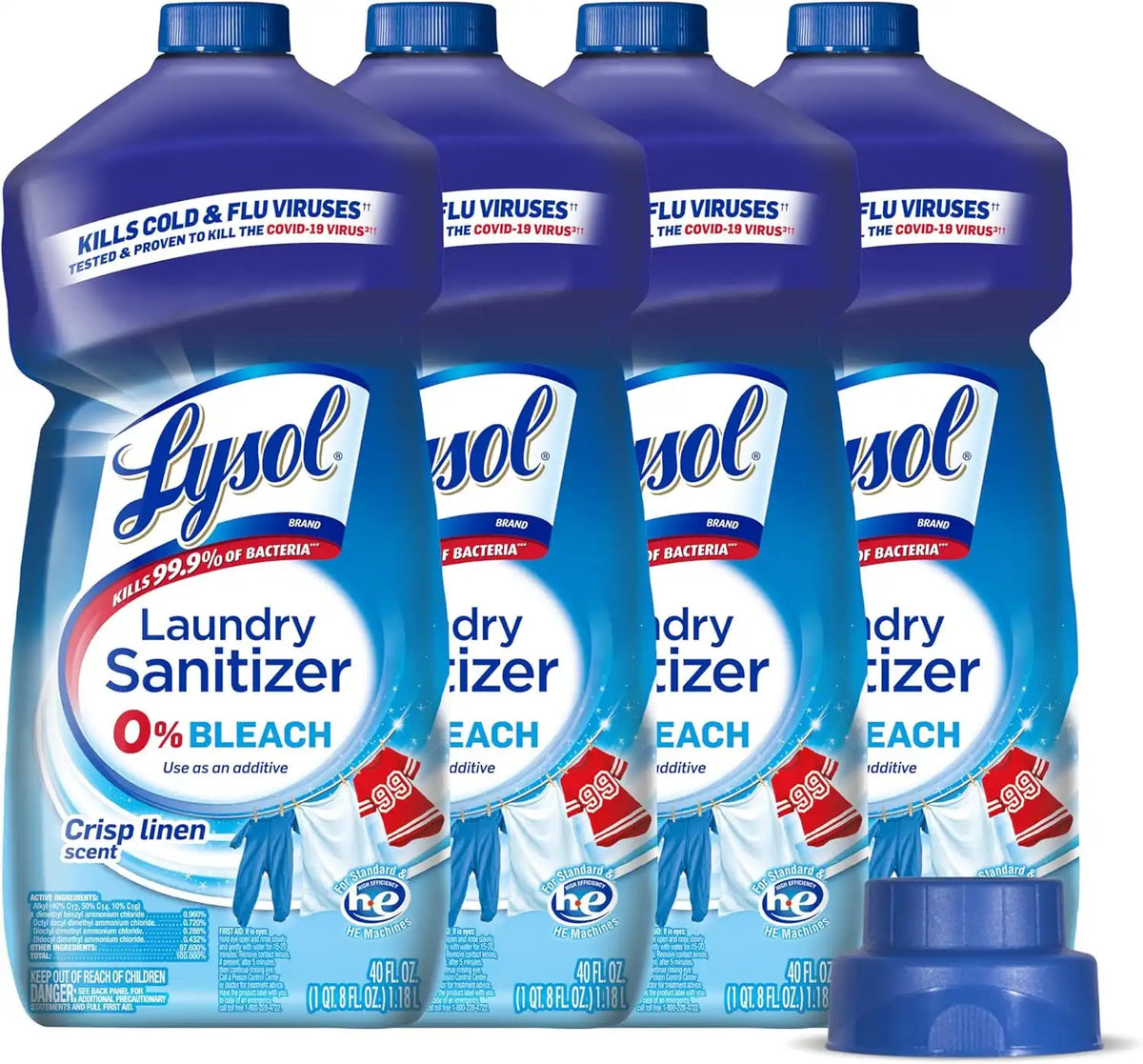 Lysol Laundry Sanitizer Liquid, Detergent Additive, Crisp Linen, 40oz, 4Pk