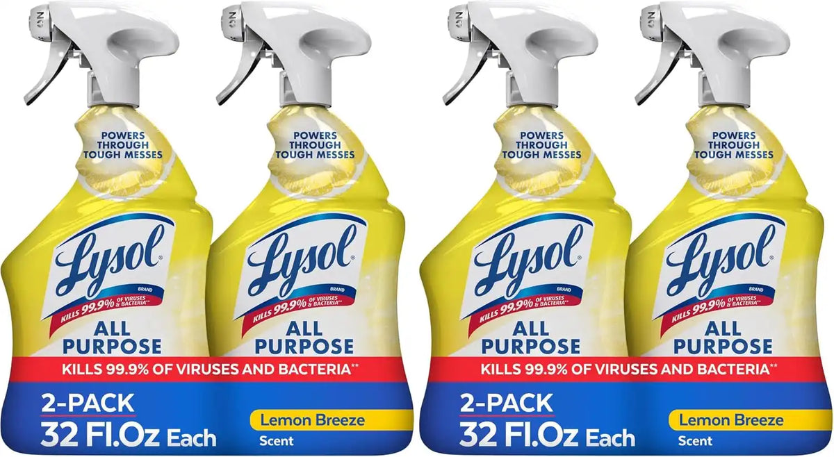 Lysol All Purpose Cleaner Spray, Multi-Purpose Disinfecting Spray, Kitchen & Bathroom Cleaner, Lemon Breeze Scent, 32 Fl Oz (Pack of 4)