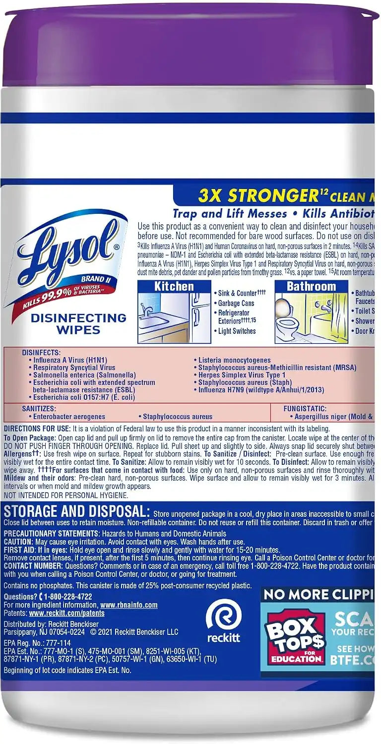 Lysol Disinfecting Wipes, Multi-Surface Cleaner, Morning Breeze, 80 ct.