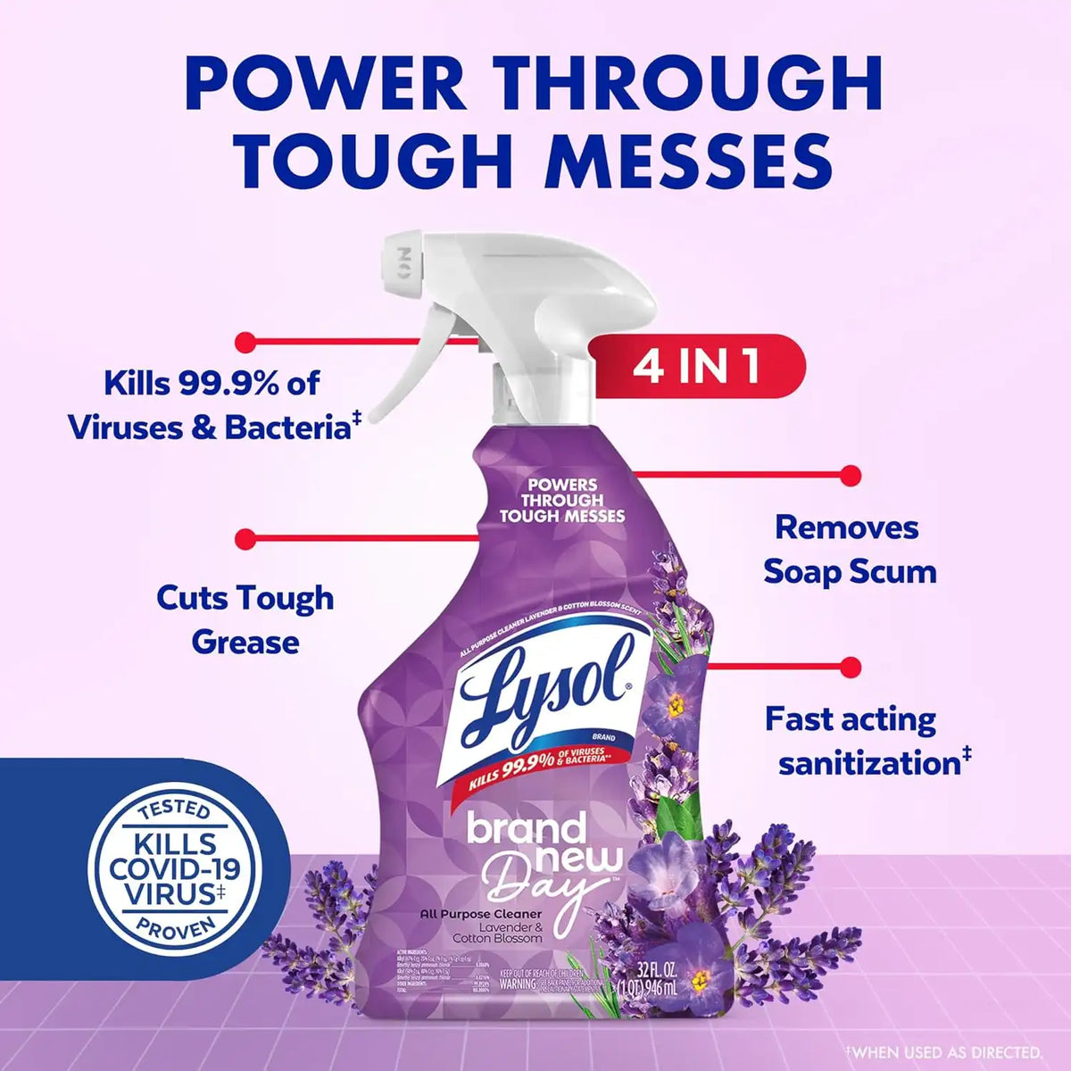 Lysol All Purpose Cleaner Spray, Disinfectant, Lavender, 32oz