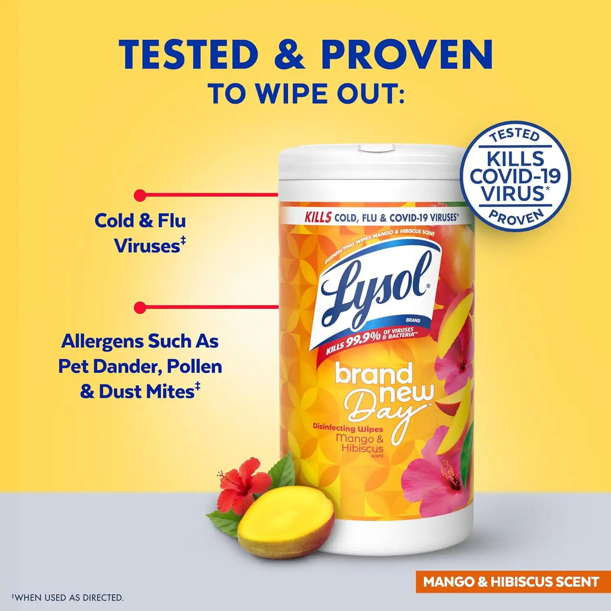 Lysol Disinfecting Wipes, Multi-Surface Cleaner, Mango, 80 ct.