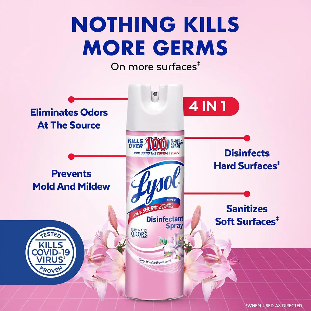 Lysol Disinfectant Spray, Sanitizer, Deodorizer, Morning Breeze, 19 oz