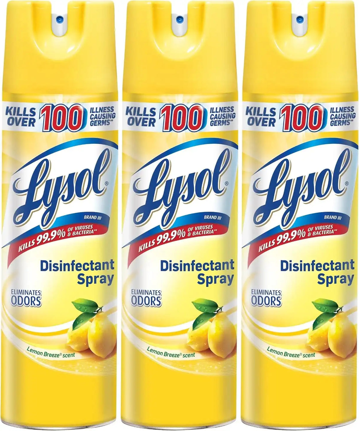 Lysol Disinfectant Spray, Lemon Breeze, 19 Ounce (Pack of 3)