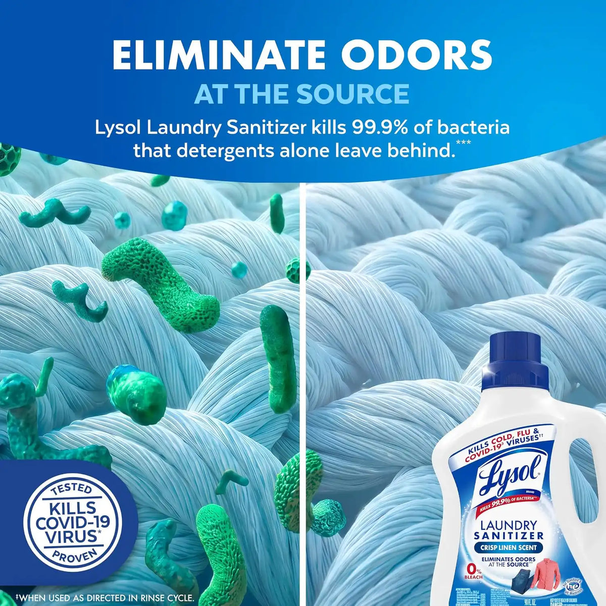 Lysol Laundry Sanitizer Liquid, Detergent Additive, Crisp Linen, 90oz
