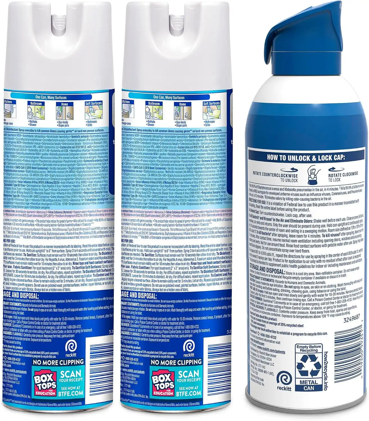 Lysol Disinfectant Spray + Air Sanitizer, Crisp Linen & White Linen, 3 Pack
