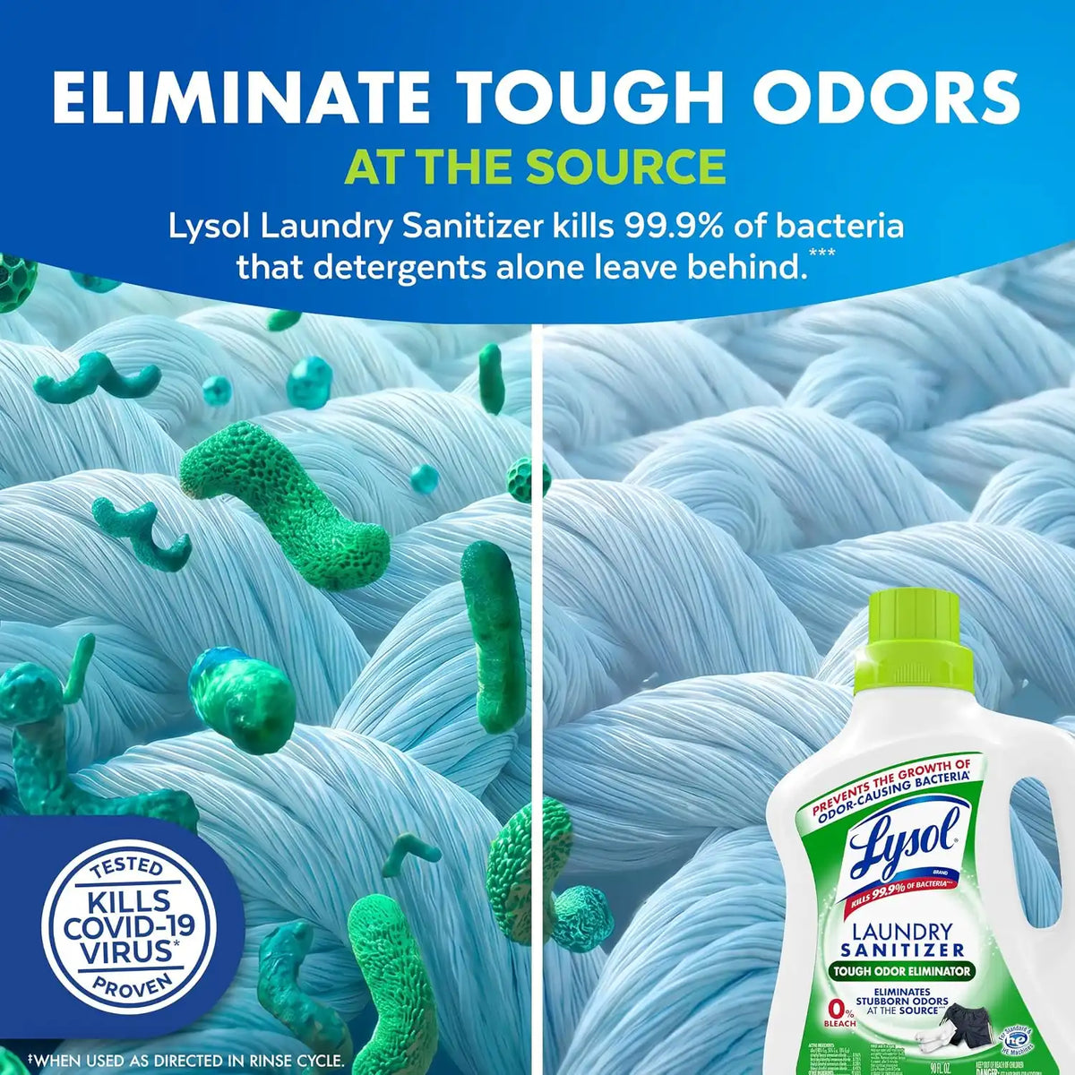 Lysol Laundry Sanitizer, Detergent Additive, Tough Odor Eliminator, 90oz