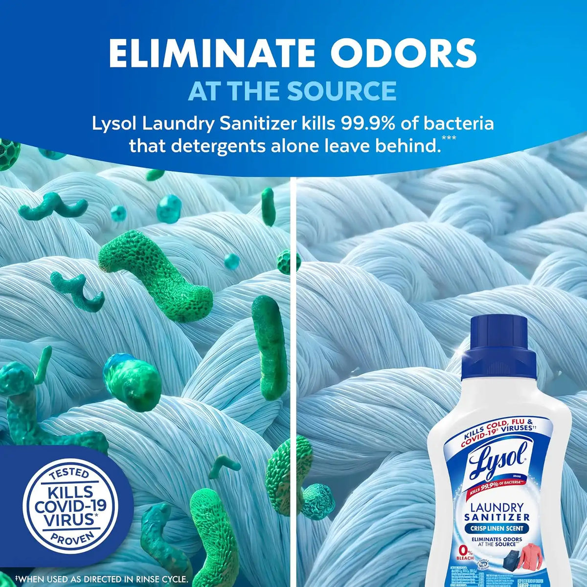 Lysol Laundry Sanitizer Liquid, Detergent Additive, Crisp Linen, 41oz